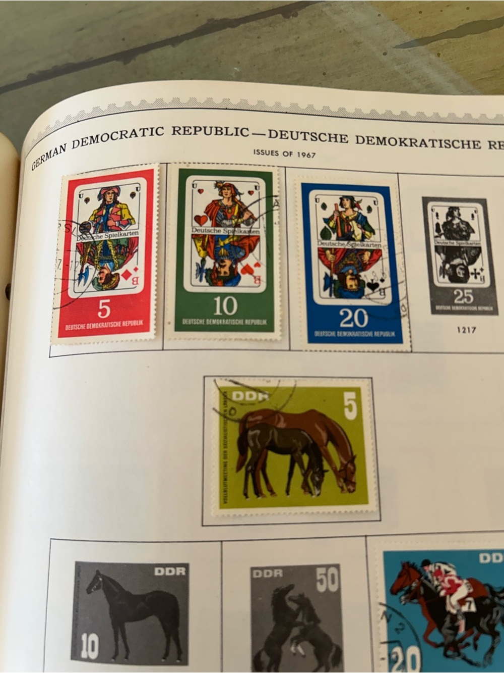 DDR Stamp Collection Page - Green and Red Stamps 23 stamps issued 1967